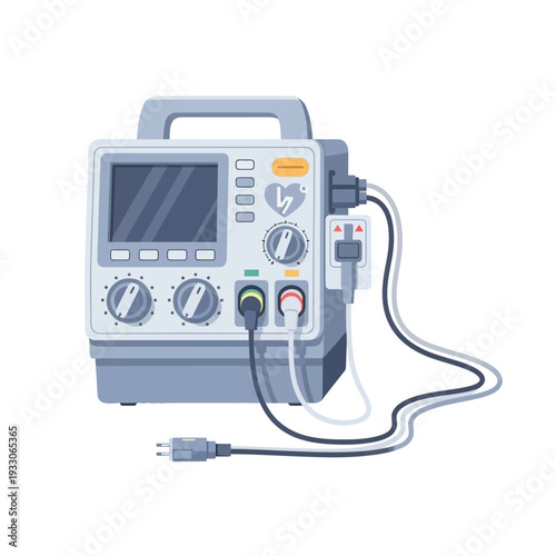 Defibrillator Machine Medical Equipment Vector Illustration