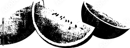 Abstract watermelon seed pattern in high contrast stencil style