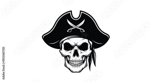 A striking skull and crossbones pirate emblem in black silhouette