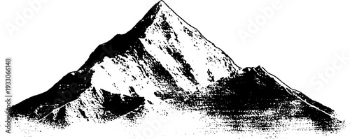 Stencil style mountain summit in high contrast for vintage design