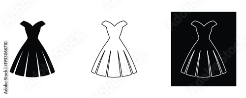 Elegant dress designs in modern black and white styles for fashion illustration