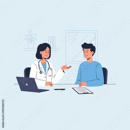 Doctor consulting patient in clinic, medical consultation, healthcare, doctor-patient relationship