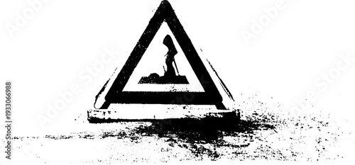 High contrast wet floor sign triangle with stencil style design for safety awareness