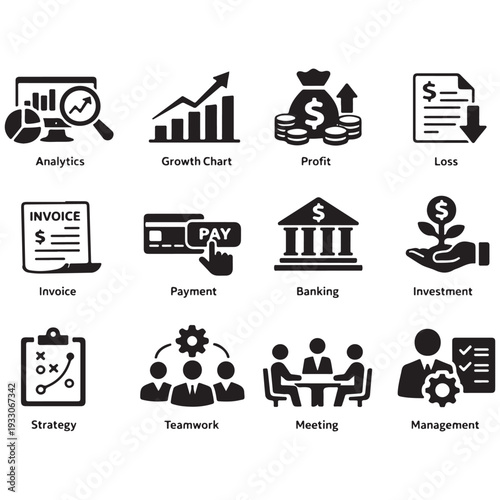 Financial Growth, Investment & Management Icons