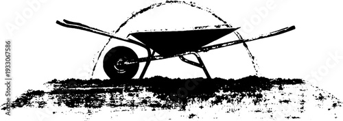 High contrast wheelbarrow stencil design for garden and diy projects