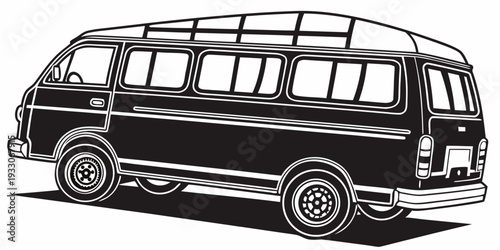 Vintage bus with large windows and a curved roof parked on a street Vector