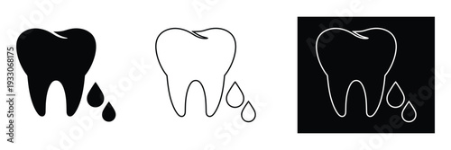 Dental health symbols with tooth and water drops