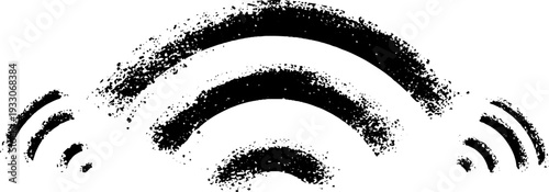 Abstract high contrast wifi signal arcs in grunge stencil style