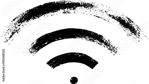 High contrast wi-fi signal waves in stencil style for tech-themed designs
