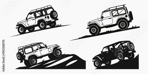Four different types of vehicles racing on a track Vector
