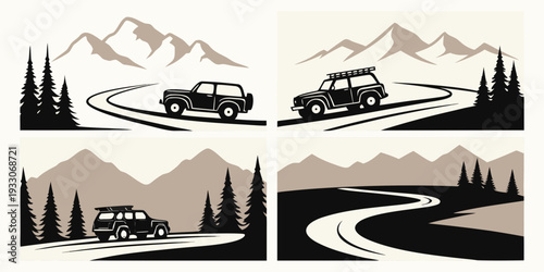 Scenic mountain landscape with winding roads and picturesque views Vector