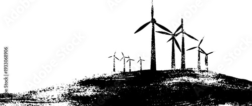 Abstract high contrast wind generator blades stencil for renewable energy design