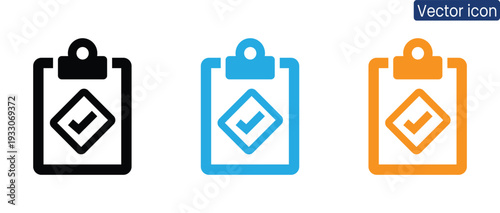 Vibrant clipboard icons with checkmarks for business and design projects, symbolizing organization and efficiency