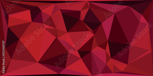Polygonal space for your design for your amazing concept. Space for headline or product. Low Poly. Mesh of triangles. Red texture.