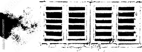High contrast abstract stencil of window fan louvers for design and decoration