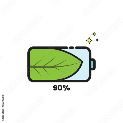 Battery energy green power concept with leaf representing sustainable solutions. Suitable for ecofriendly presentations, renewable energy promotions, and innovative designs.