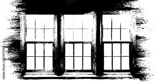 High contrast abstract stencil of window shade track for art and design