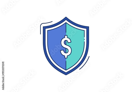 Financial Security Emblem Representing Protection For Monetary Assets And Investments With Dollar Sign Element