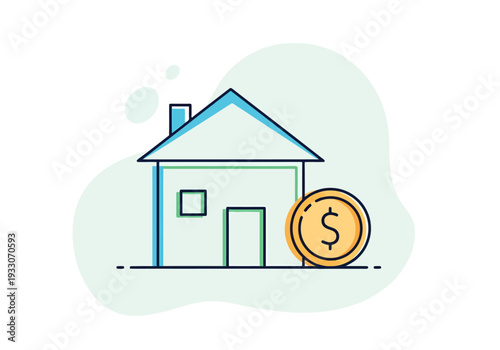 Conceptual depiction of residential property purchase and financial investment in real estate assets for future wealth accumulation and economic