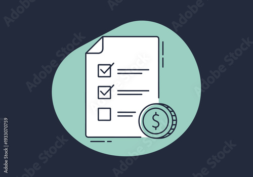 Financial Checklist and Coin Concept for Budgeting and Expense Tracking Ideas