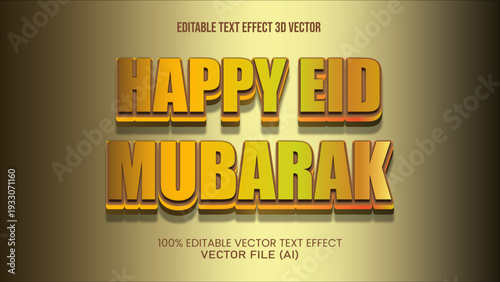 HAPPY AID MUBARAK EDITABLE TEXT EFFECT VECTOR 3D