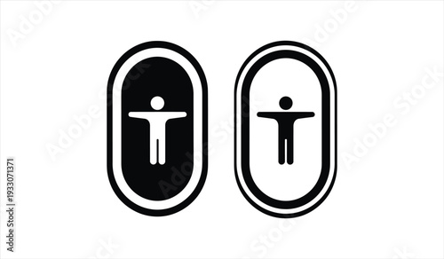 Abstract human figure silhouette inside oval frame representing accessibility or identity