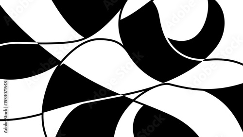 Abstract Black and White Swirls and Curves