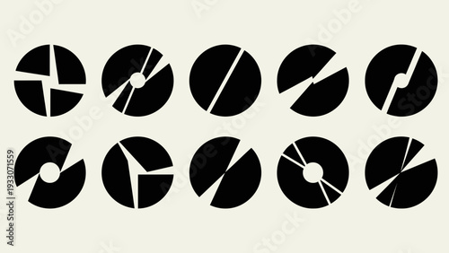 Abstract Black Circles Graphic Design Elements, Geometric Shapes, Modern Minimalist Icons