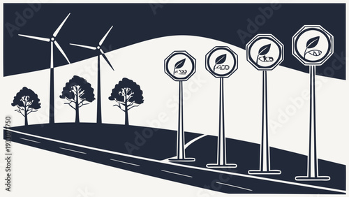 Illustration of renewable energy sources and their benefits Vector