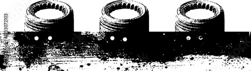 Abstract workbench design with dog holes and stencil style for industrial look