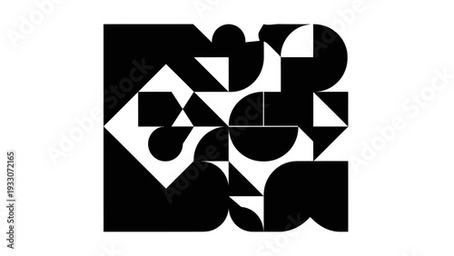 Abstract Geometric Composition Black and White Bauhaus Style Design