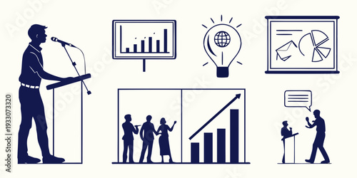 Illustration of people working together to achieve business success and growth Vector