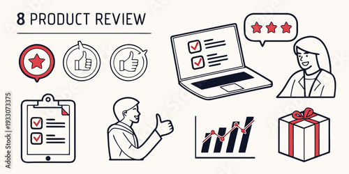 Team of professionals conducting a comprehensive product review and analysis Vector