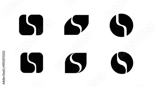 Abstract S Logo Variations: Square, Rounded, Circle Icons