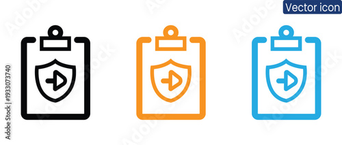 Secure medical records on clipboard with shield and play button for presentations or reports