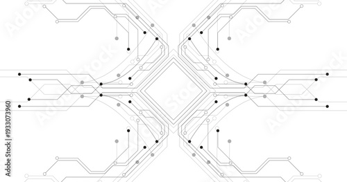Black circuit diagram on white background. High-tech circuit board connection system.Vector abstract technology on a white background.