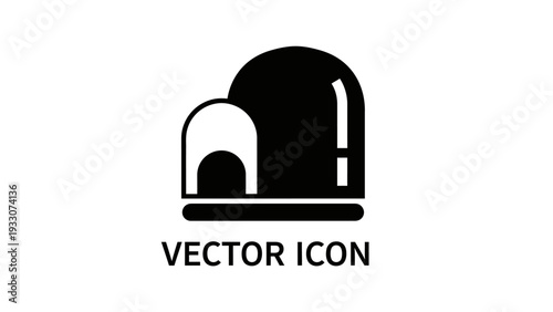 Black silhouette of an igloo or dome house icon on a white background
