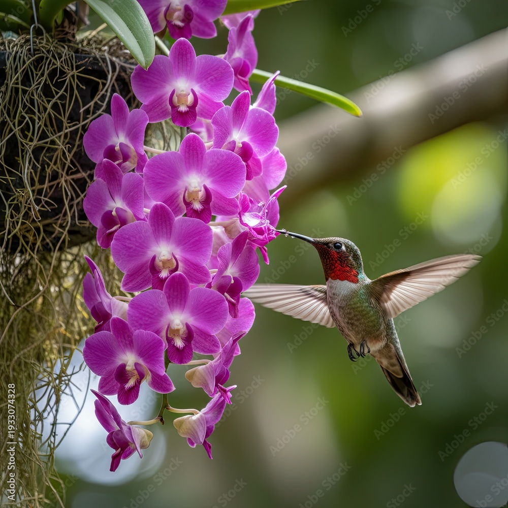 Fototapeta premium Hummingbird Flower Nectar - Variation 2