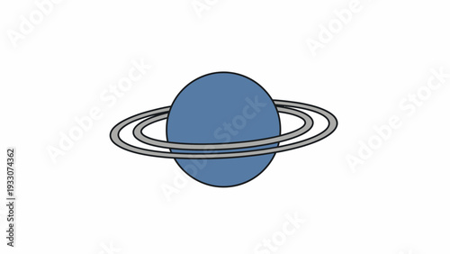 Blue planet with rings, space illustration, cosmic, celestial body, astronomy