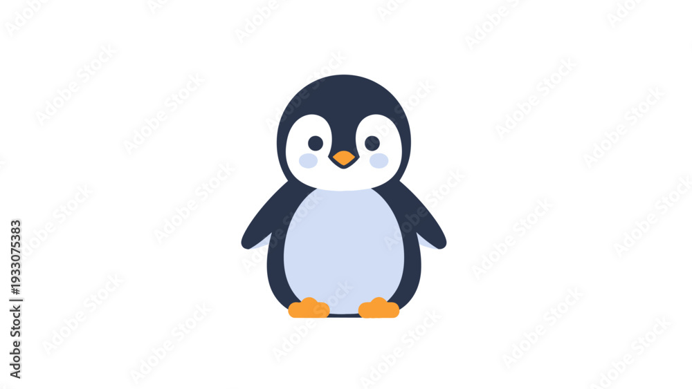 Obraz premium Cute Cartoon Penguin Character, Adorable Baby Penguin Illustration