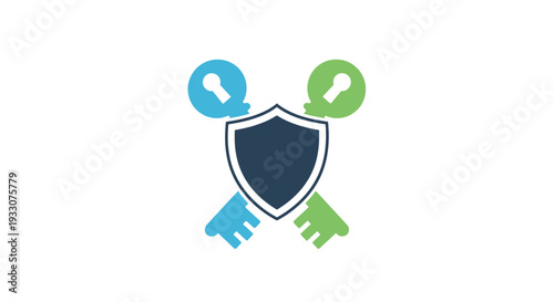 Shield and Keys Security Protection Concept.