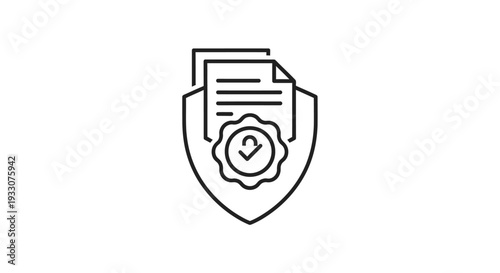 Shield with Document and Checkmark Icon.