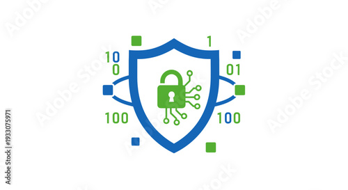 Shield with Lock and Binary Code Protection.