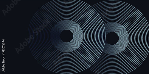 Blue abstract background with glowing circles. Swirl circular lines pattern. Geometric spiral. Twirl element. Modern graphic design. Futuristic technology concept.