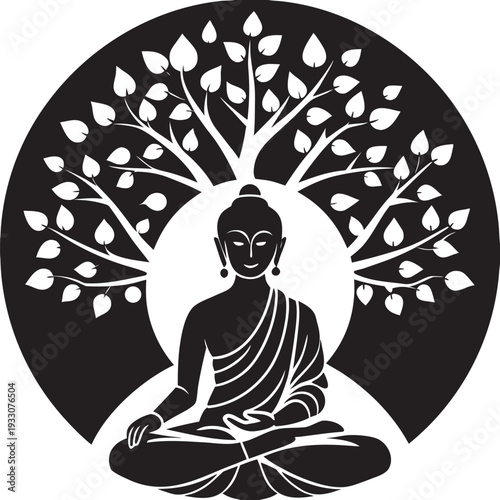 Buddha Enlightenment Sacred Bodh Glow Silhouette Art

