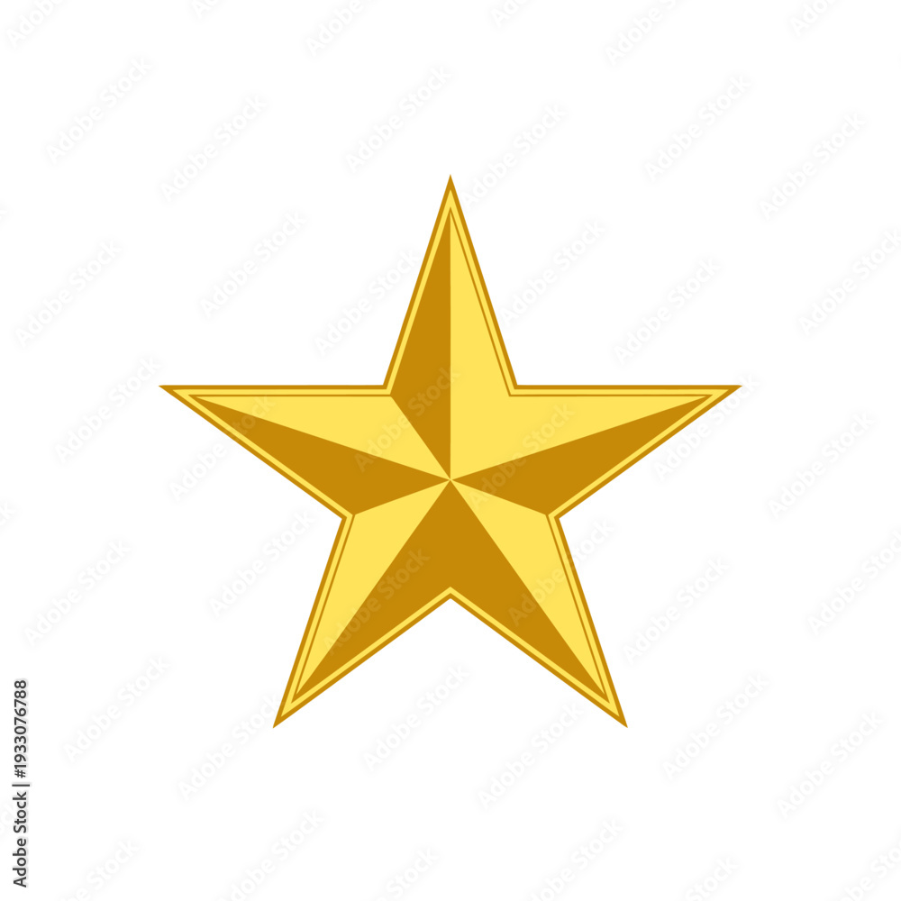 Obraz premium Golden Star Award Icon - Shiny Five-Pointed Star Emblem on White Background