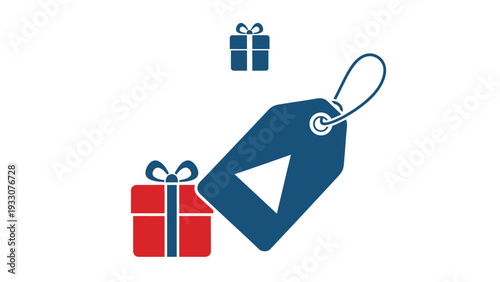 Gift Tag and Presents Icon: Special Offer, Discount, Holiday Sale, Retail Concept