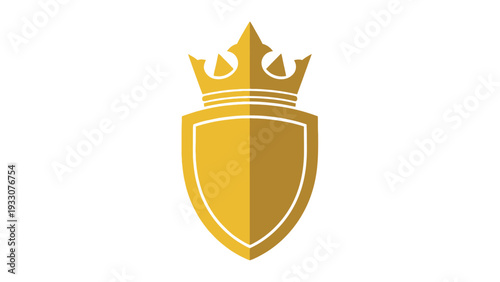 Golden Royal Shield Emblem with Crown, Heraldic Symbol of Power, Security, and Prestige