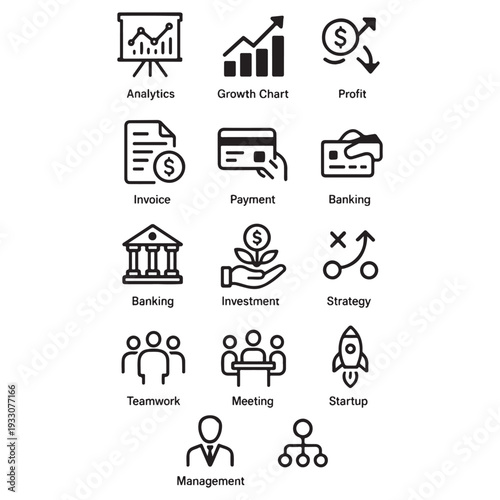 Financial Growth, Investment & Management Icons
