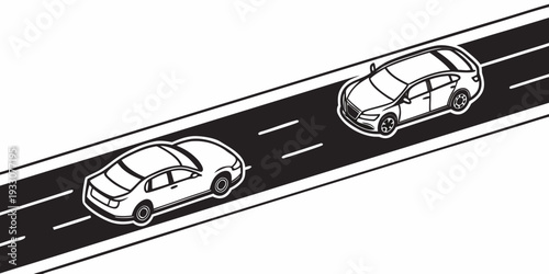 Vintage cars racing on a black and white checkered road Vector